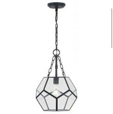 Wianno 1-Light Matte Black Pendant with Clear Bound Glass Shade