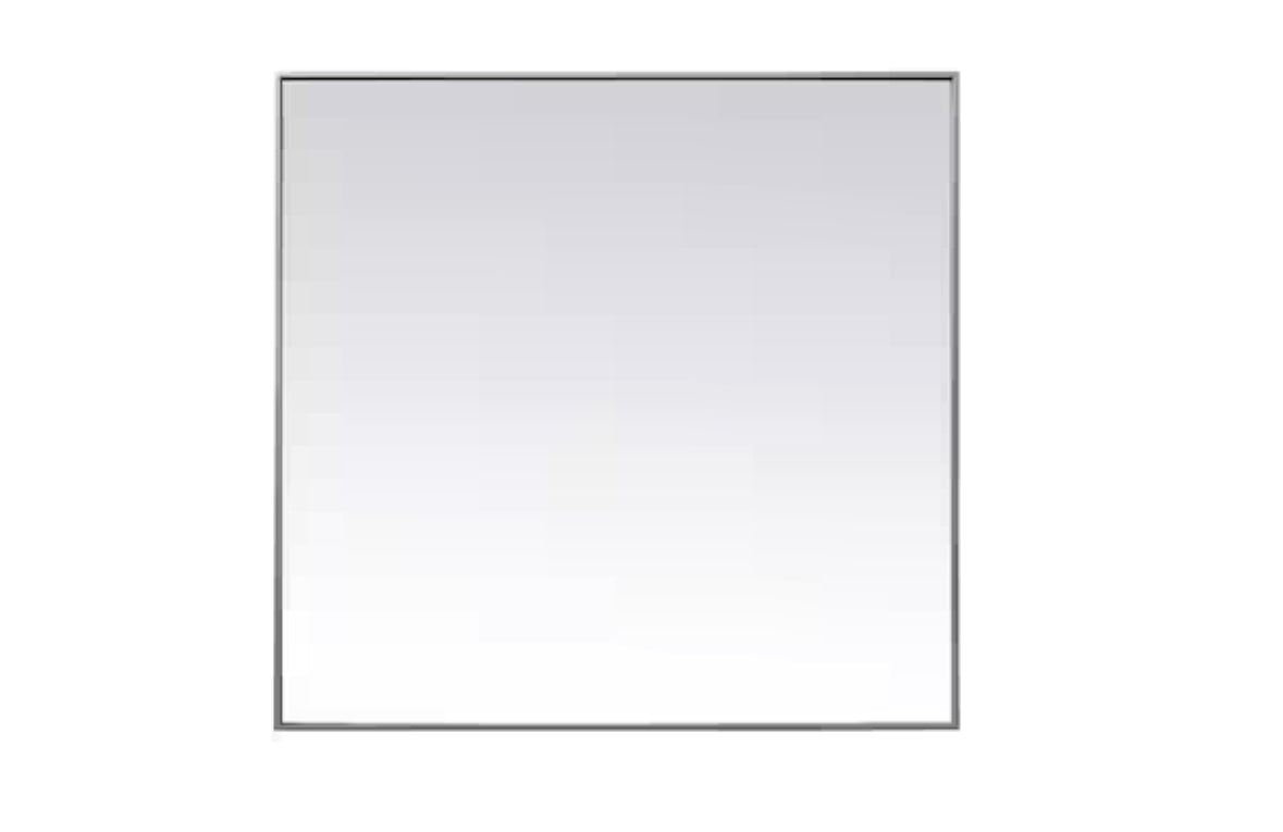 Timeless Home 42 in. W x 42 in. H x Modern Metal Framed Square Silver Mirror