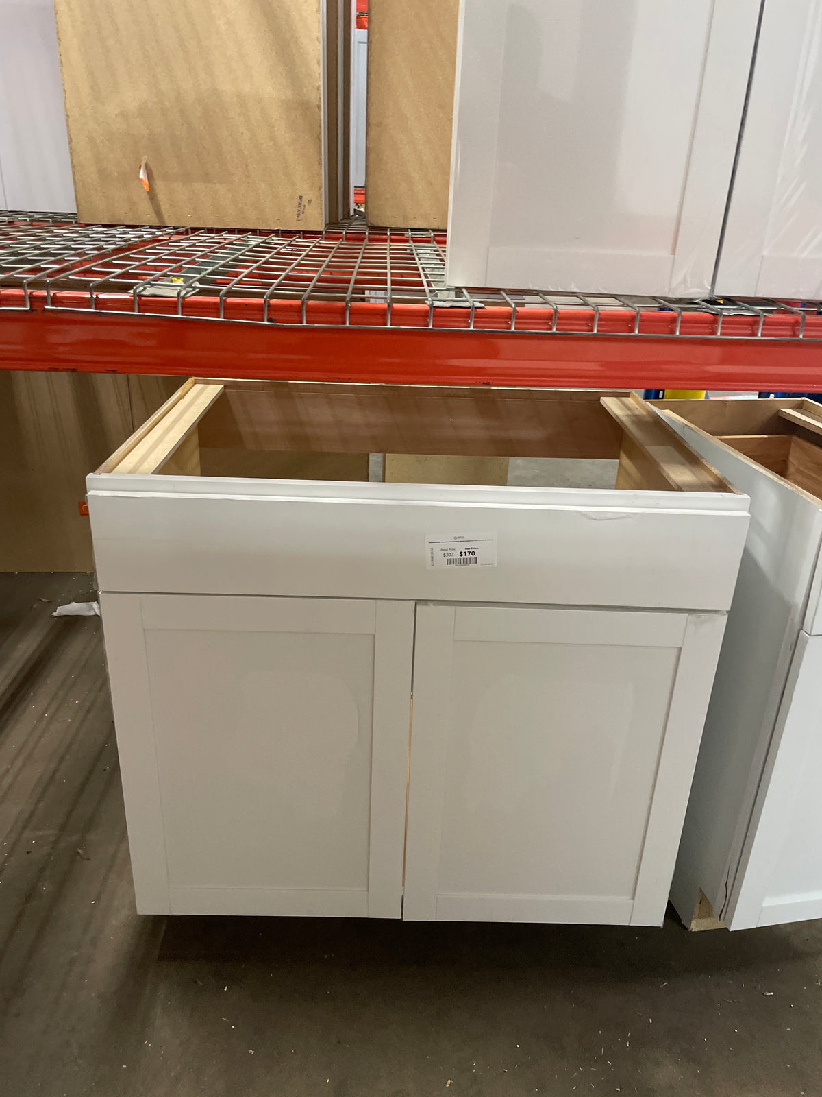 Westfield Feather White Assembled Sink Base Kitchen Cabinet (36 in. W x 23.75 in. D x 35 in. H)