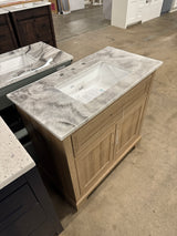 Doveton 36 in. W x 19 in. D x 34.50 in. H Freestanding Vanity in Weathered Tan with Epoxied White Engineered Stone Top