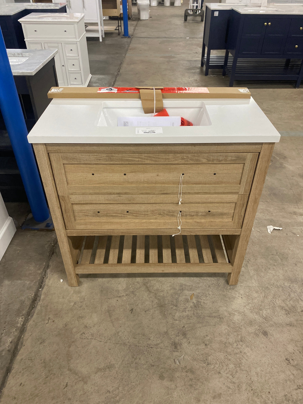 Autumn 36 in. W x 19 in. D x 34.5 in. H Single Sink Bath Vanity in Weathered Tan with White Engineered Stone Top