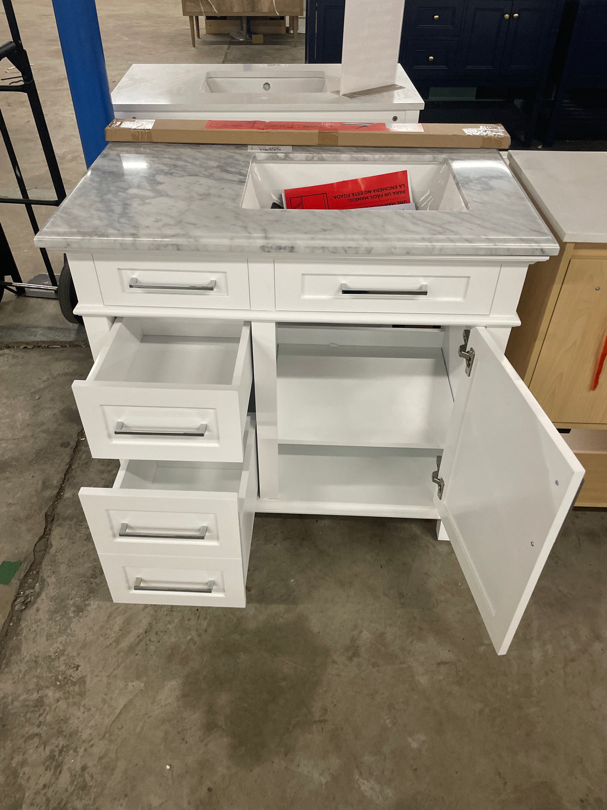 Sonoma 36 in. W x 22 in. D x 34 in. H Bath Vanity in White with White Carrara Marble Top