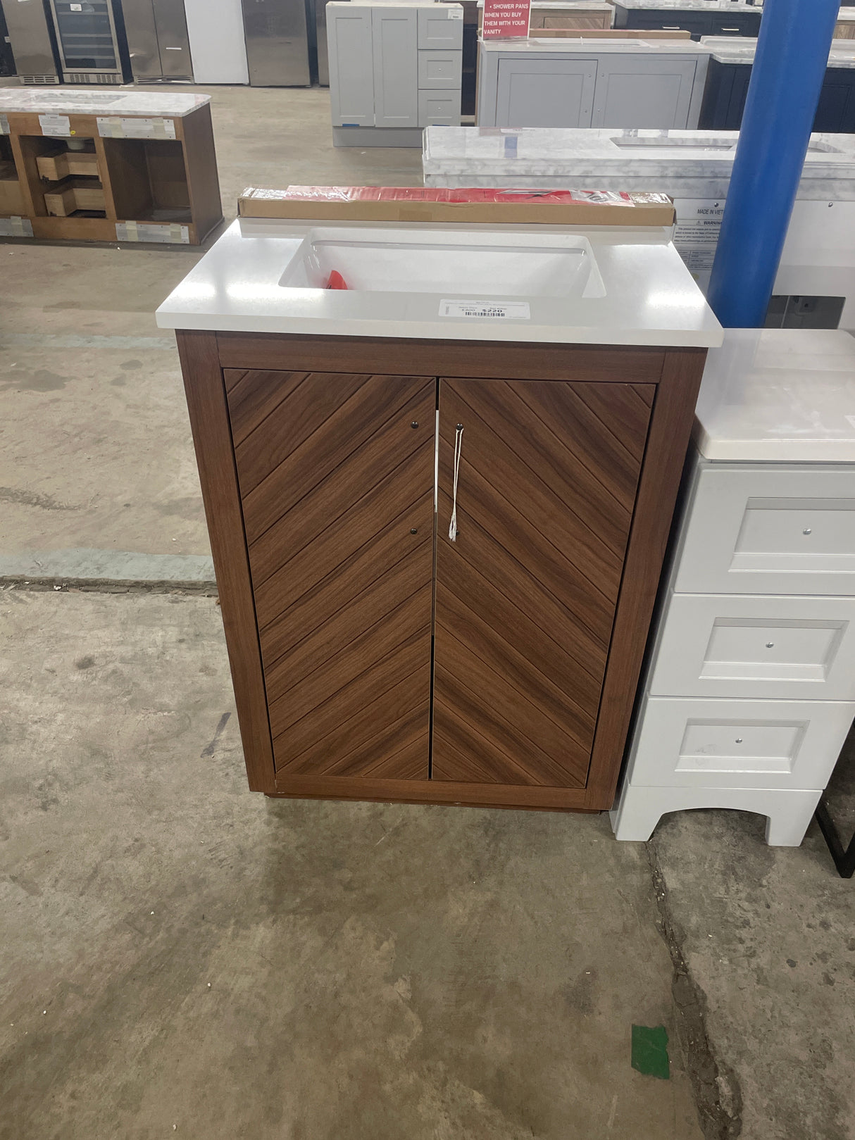 Huckleberry 24 in. Single Sink Spiced Walnut Bath Vanity with White Engineered Stone Top (Assembled)