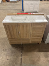 Tobana 42 in. W x 19 in. D x 34.5 in. H Bath Vanity in Weathered Tan with White Cultured Marble Top