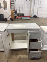 Bannister 37 in. W x 19 in. D x 35 in. H Single Sink Bath Vanity in Pearl Gray with White Cultured Marble Top
