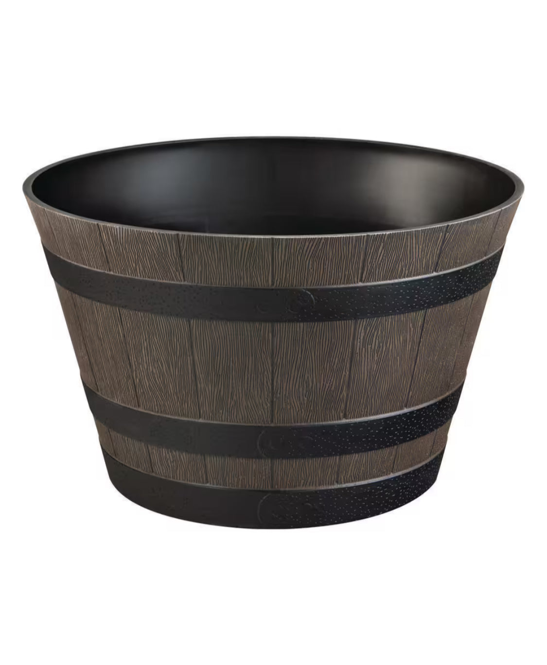 22 in. Cameron Whiskey Barrel Resin Planter (22 in. D x 13.5 in. H) with Drainage Hole
