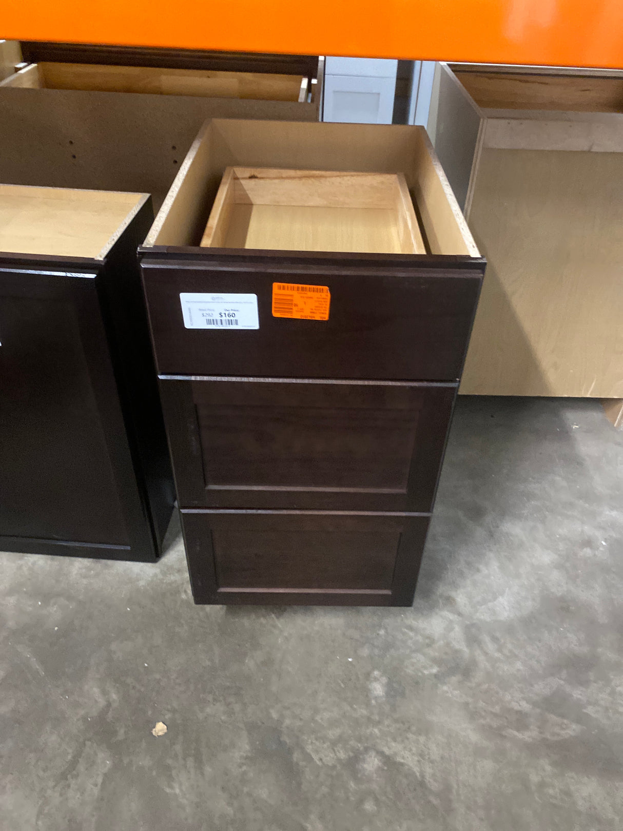 Shaker Java Stock Assembled Drawer Base Kitchen Cabinet with Ball-Bearing Drawer Glides (18 in. x 34.5 in. x 24 in.)