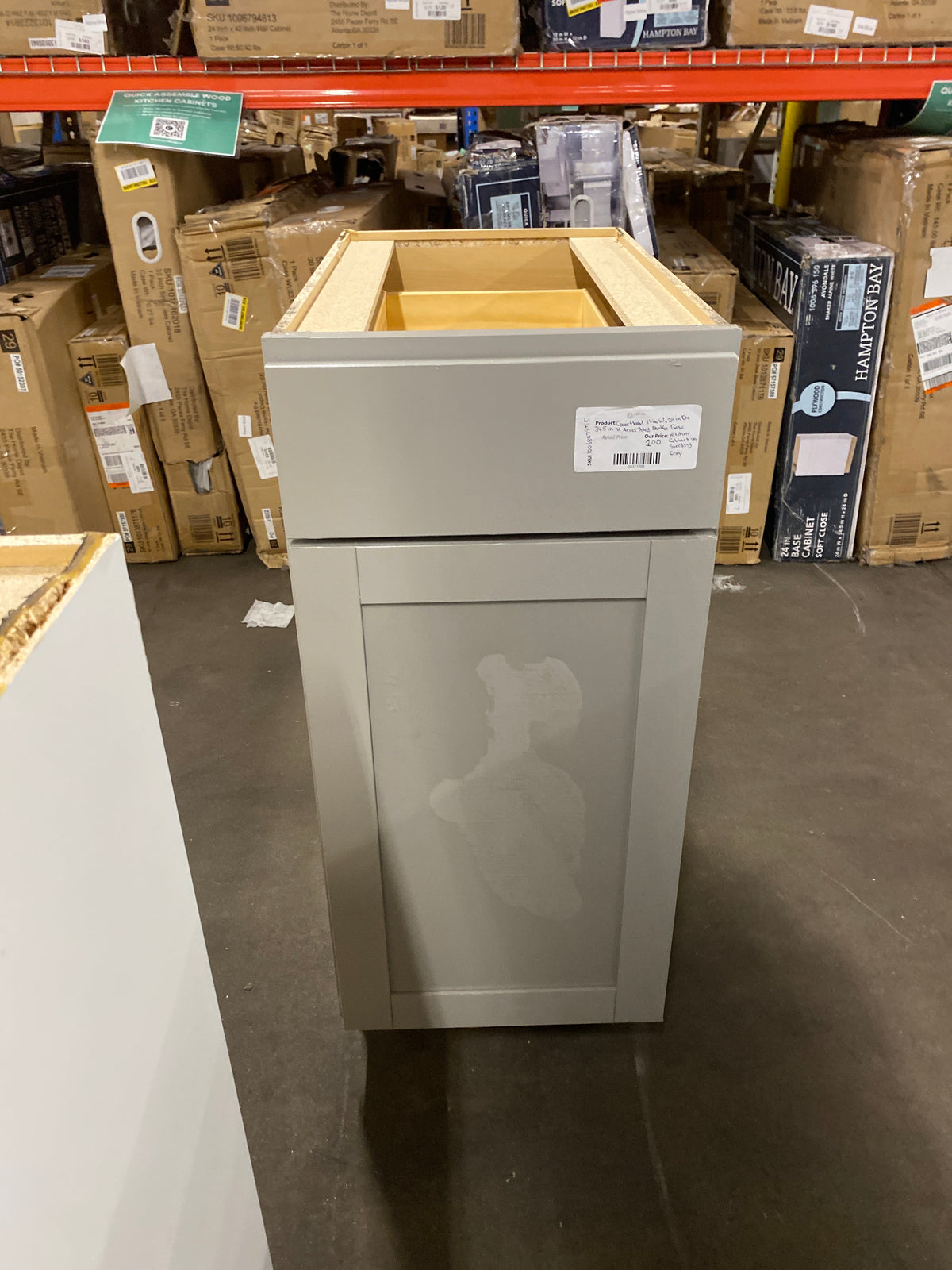 Courtland 15 in. W x 24 in. D x 34.5 in. H Assembled Shaker Base Kitchen Cabinet in Sterling Gray