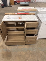 Tobana 42 in. W x 19 in. D x 34.5 in. H Bath Vanity in Weathered Tan with White Cultured Marble Top