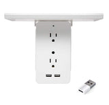 6-Outlet Cordless Wall Extender with 2-USB Ports and 1-USBC Adapter