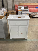 Doveton 30 in. W x 19 in. D x 34.5 in. H Single Sink Bath Vanity in White with White Engineered Stone Top