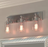 Regan 21 in. 3-Light Brushed Nickel Bathroom Vanity Light with Clear Glass Shades