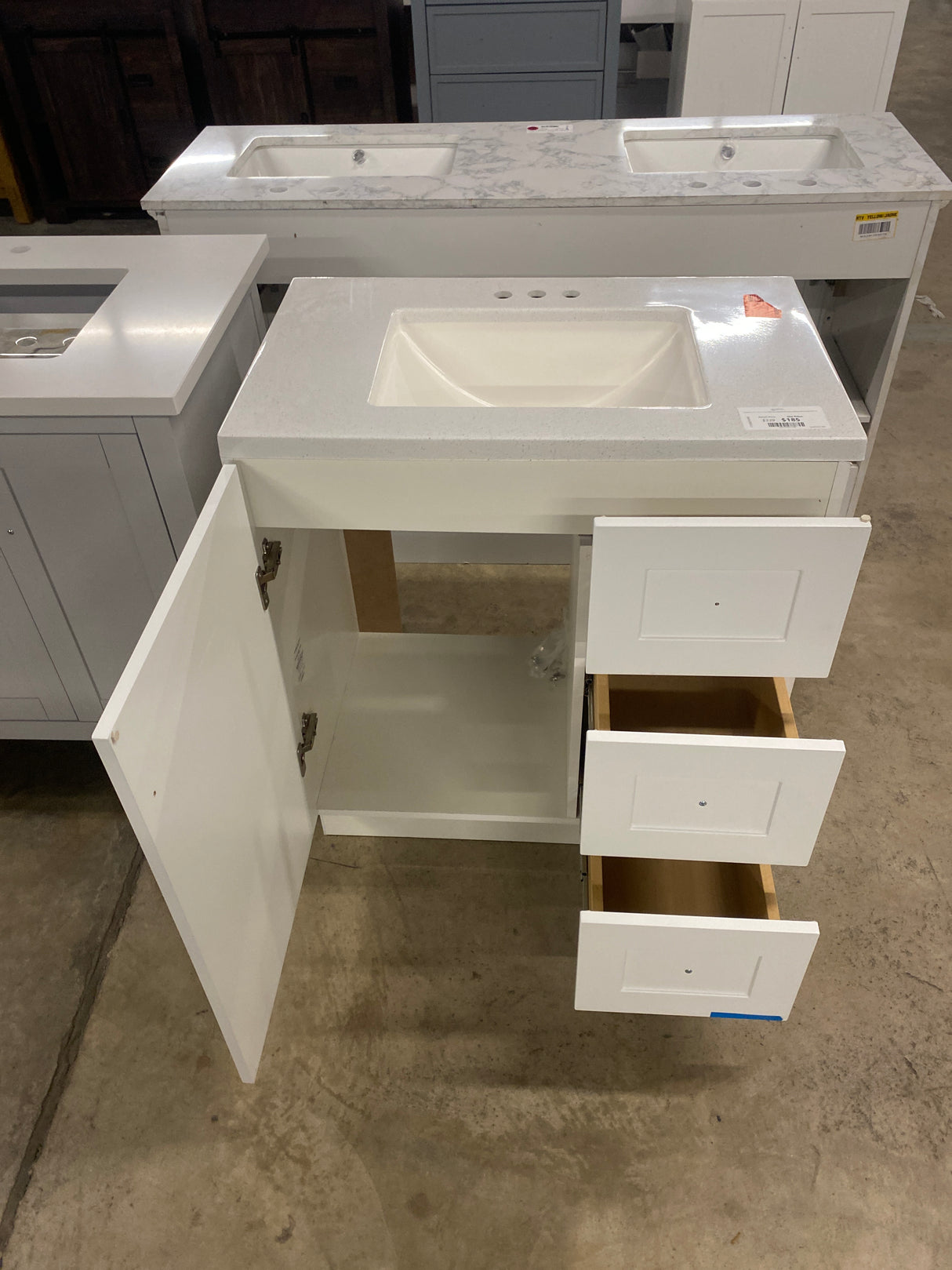 Bannister 31 in. W x 19 in. D x 35 in. H Single Sink Freestanding Bath Vanity in White with White Cultured Marble Top