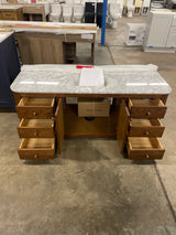Collette 60 in. Double Sink Freestanding Bathroom Vanity with White Carrara Marble Top (Assembled)