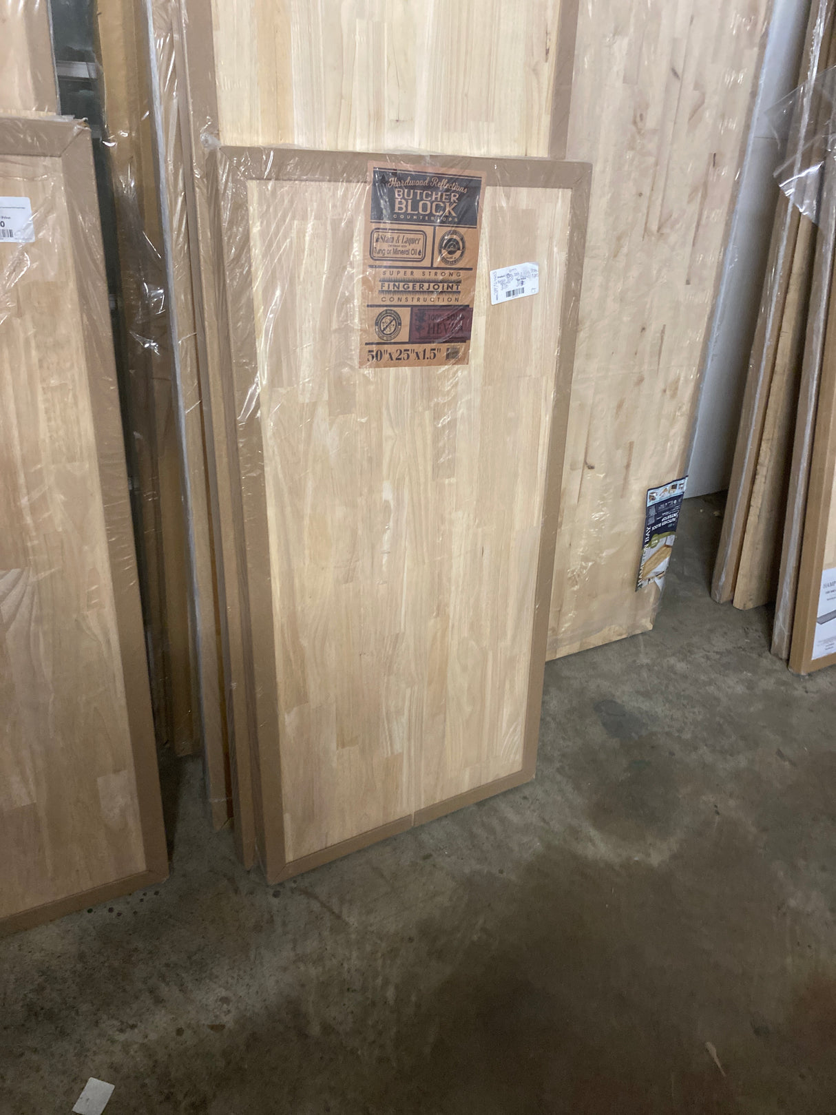 4 ft. L x 25 in. D Unfinished Hevea Solid Wood Butcher Block Countertop with Standard Edge