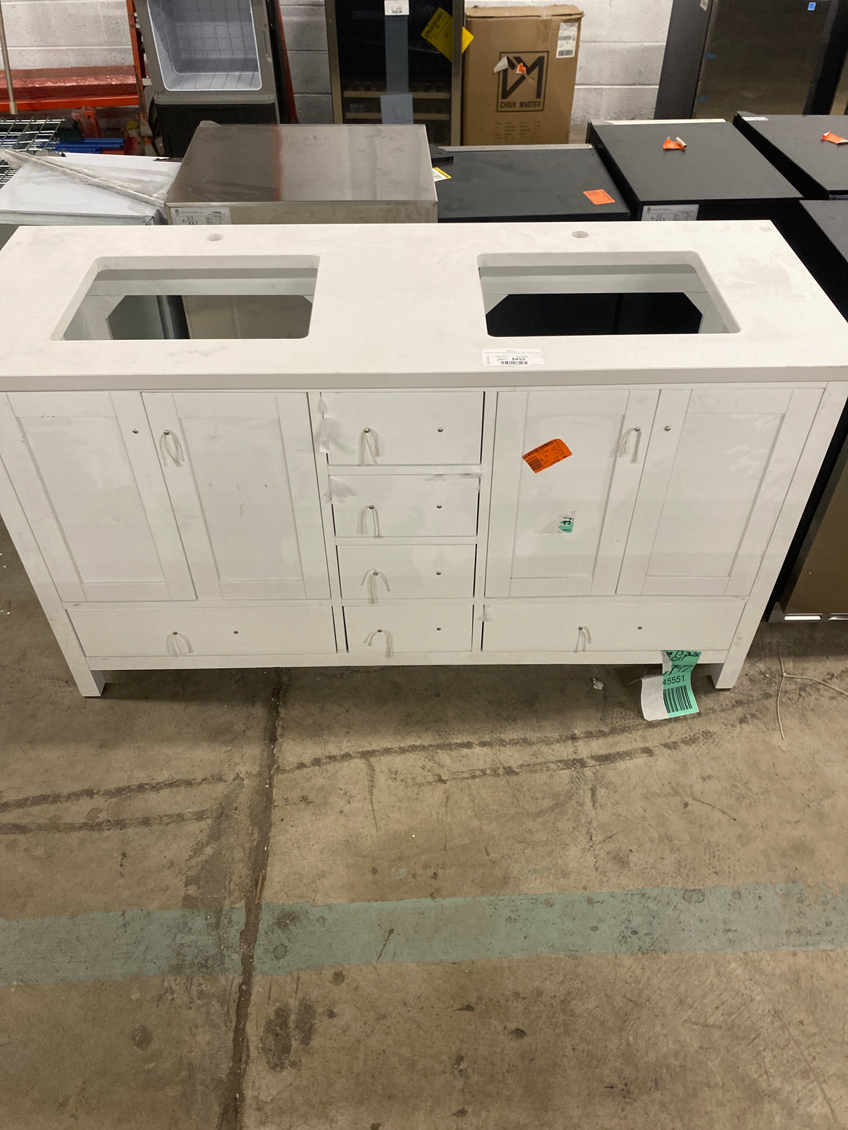 StarrySky 60 in. Undermount Double Sink Freestanding Bath Vanity in White with Engineered Stone Top