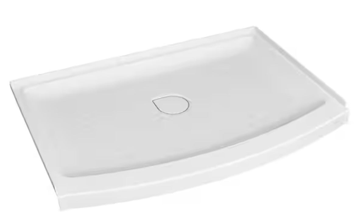 Ovation Curve 48 in. L x 30 in. W Alcove Shower Pan Base with Center Drain in Arctic White