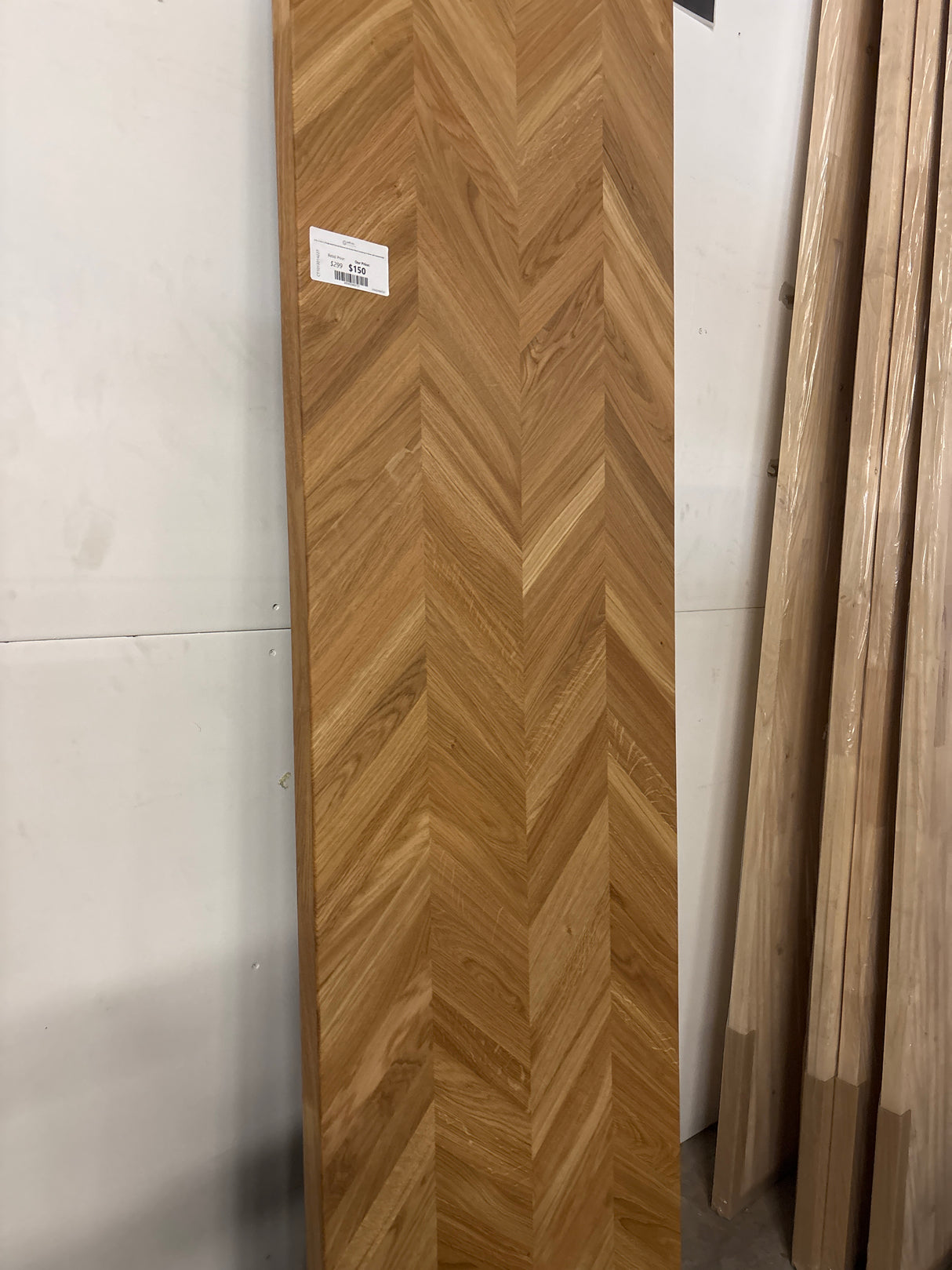 8 ft. L x 25 in. D Engineered Finished Chevron Oak Butcher Block Countertop in Brown with Standard Edge