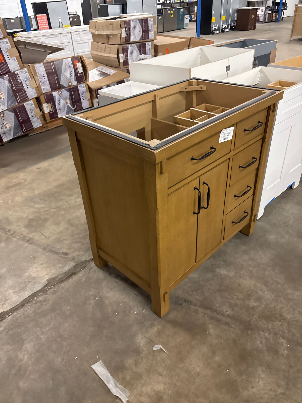Bellington 36 in. W x 22 in. D x 34.5 in. H Bath Vanity in Almond Toffee with White Engineered Stone Top