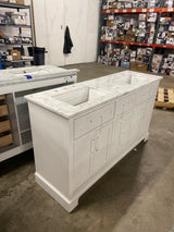 Doveton 60 in. W x 19 in. D x 34.50 in. H Bath Vanity in White with White Cultured Marble Top