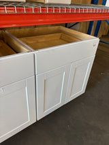 Shaker Satin White Stock Assembled Base Kitchen Cabinet with Ball-Bearing Drawer Glides (30 in. x 34.5 in. x 24 in.)