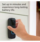Battery or Wired - Smart Wi-Fi HD Video Doorbell Camera in Black