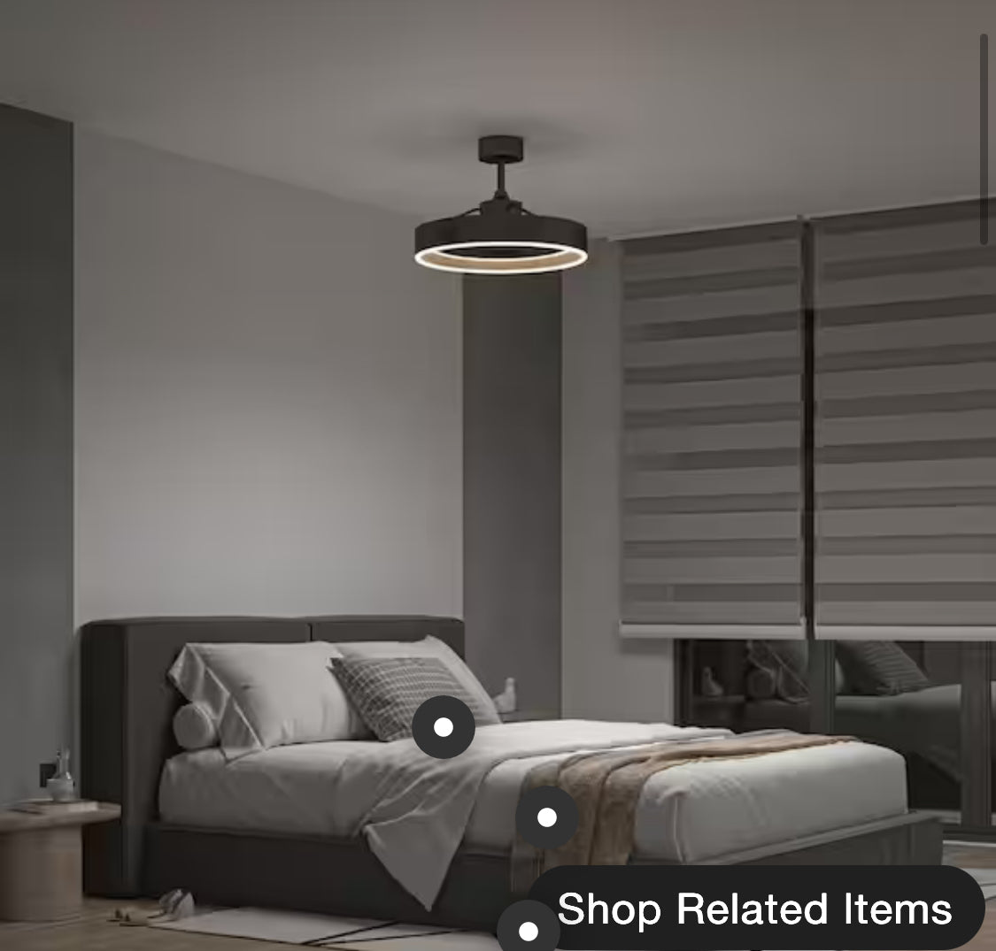 Alton 24 in. Indoor Black and Wood 8 Steps CCT 18.7 in. Integrated LED Ceiling Fan with Remote Included