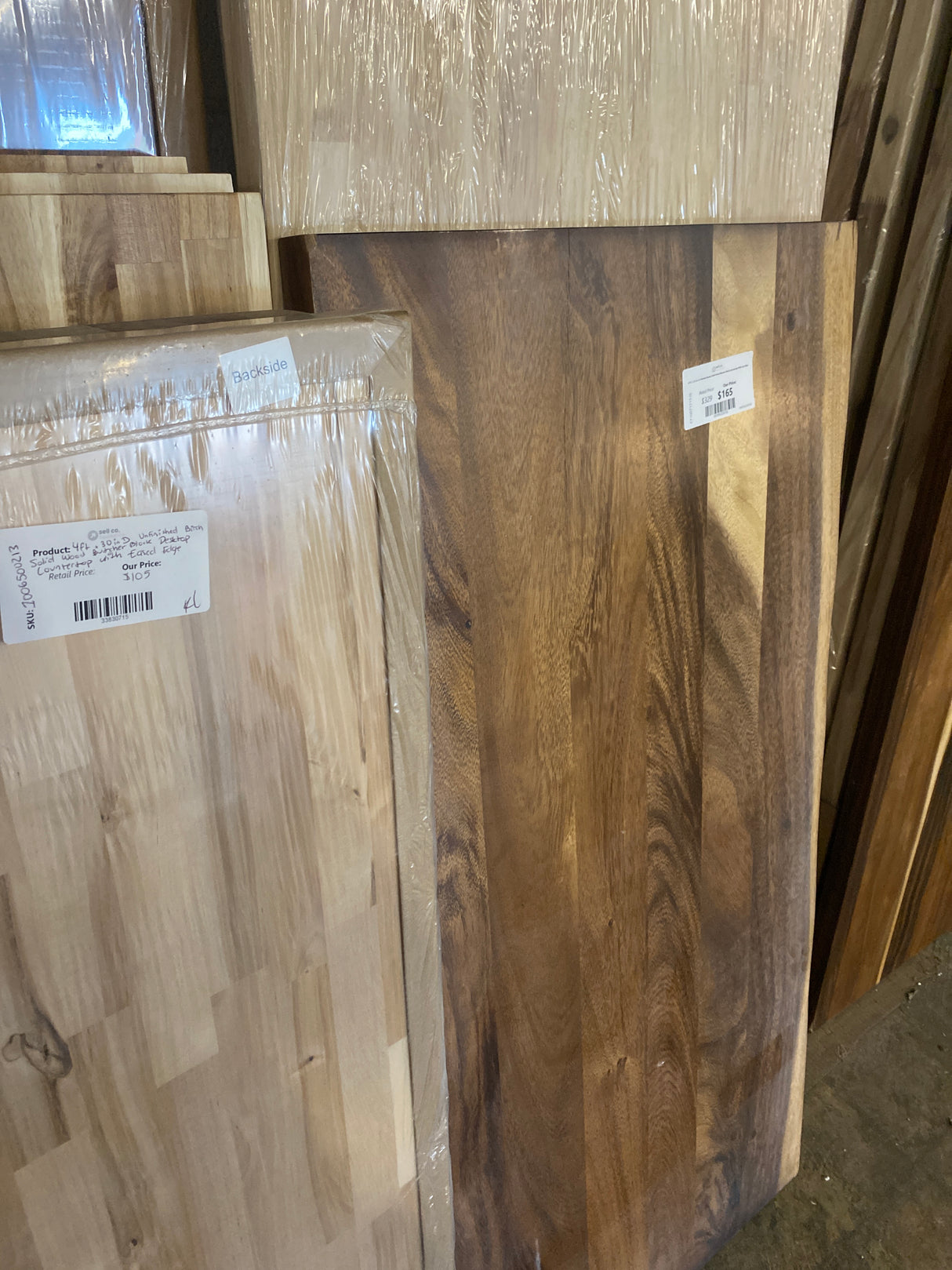 4 ft. L x 25 in. D Finished Saman Solid Wood Butcher Block Countertop With Live Edge