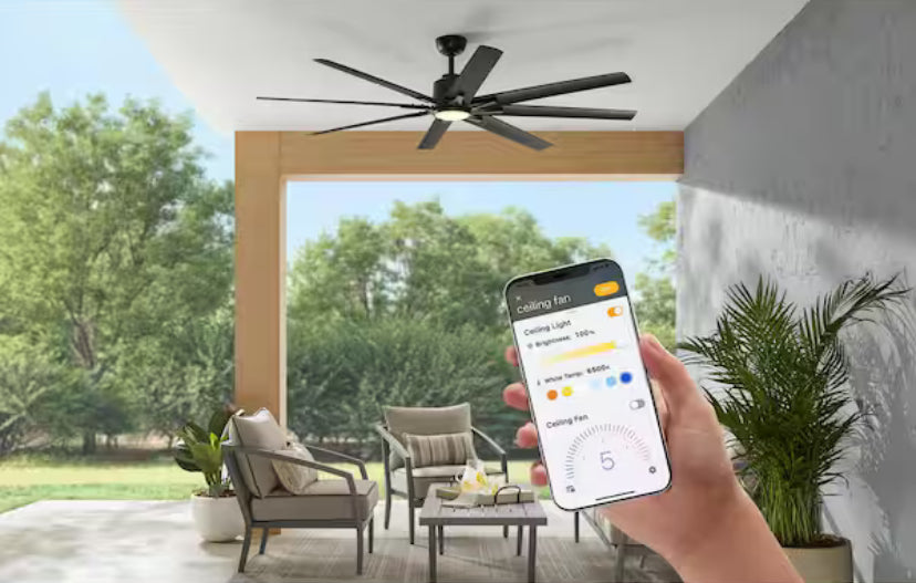 Kensgrove II 72 in. Indoor/Outdoor Integrated LED CCT Matte Black Smart Ceiling Fan with Remote Powered by Hubspace