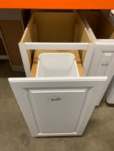 Hampton 18 in. W x 24 in. D x 34.5 in. H Assembled Pull Out Trash Can Base Kitchen Cabinet in Satin White