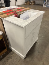Doveton 30 in. W x 19 in. D x 34.5 in. H Single Sink Bath Vanity in White with White Engineered Stone Top