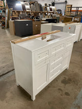Hanna 48 in. W x 19 in. D x 34 in. H Single Sink Bath Vanity in White with White Engineered Stone Top