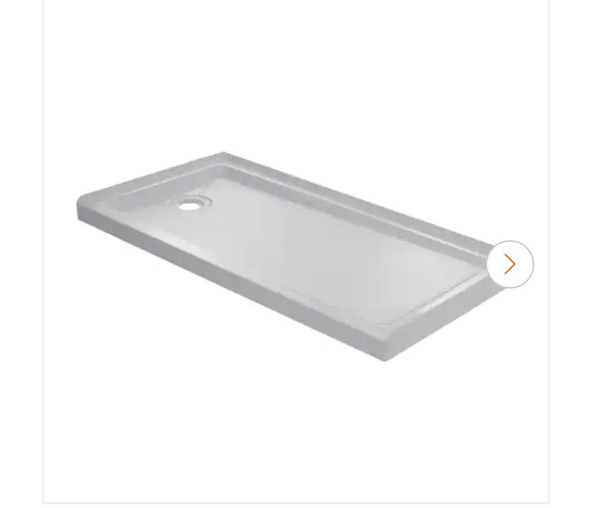 60 in. L x 32 in. W Single Threshold Alcove Shower Pan with Left Drain in White