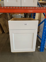 Shaker Satin White Stock Assembled Base Kitchen Cabinet with Ball-Bearing Drawer Glides (24 in. x 34.5 in. x 24 in.)
