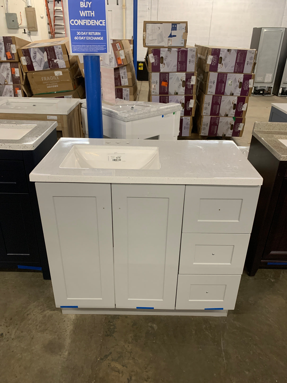 Bannister 37 in. W x 19 in. D x 35 in. H Single Sink Bath Vanity in Pearl Gray with White Cultured Marble Top
