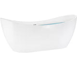59 in. Acrylic Center Drain Oval Double Slipper Flatbottom Freestanding Bathtub in Glossy White