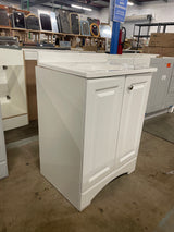 24 in. W x 18 in. D x 32 in. H Modern Freestanding Bathroom Vanity in White with White Ceramic Sink