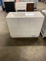 Bannister 43 in. W x 19 in. D x 35 in. H Single Sink Freestanding Bath Vanity in White with White Cultured Marble Top