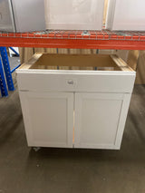 Westfield Feather White Assembled Sink Base Kitchen Cabinet (36 in. W x 23.75 in. D x 35 in. H)