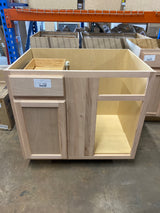 36 in. W x 24 in. D x 34.5 in. H Assembled Blind Corner Base Kitchen Cabinet in Unfinished with Recessed Panel
