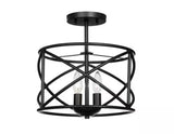 Hastings 13.5 in. 2-Light Oil Rubbed Bronze Modern Entryway Semi-Flush Mount with Open Cage Design
