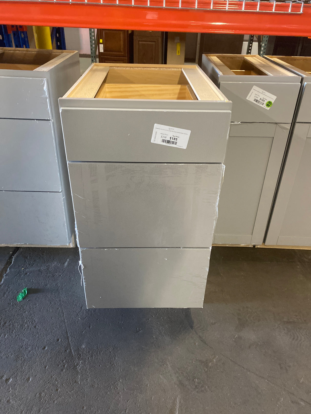 Westfield 18 in. W x 23.75 in. D x 35 in. H Shaker Stock Drawer Base Kitchen Cabinet in Dusk Gray