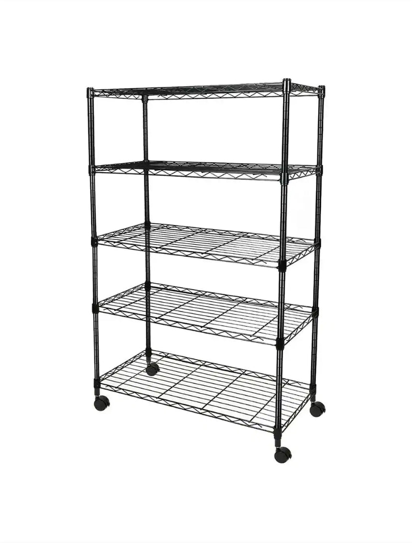 Heavy Duty 5-Shelf Shelving Unit 1250 lb. Capacity, 29.92 in. W x 13.98 in. D x 62.99 in. H, 5 Tier, Black