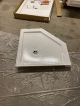 Foundations 38 in. L x 38 in. W Corner Shower Pan Base with Corner Drain in White