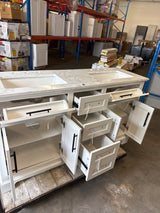Doveton 60 in. W x 19 in. D x 34.50 in. H Bath Vanity in White with White Cultured Marble Top