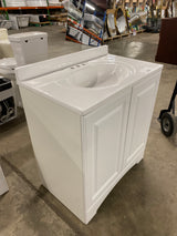 31 in. W x 19 in. D x 35 in. H Single Sink Freestanding Bath Vanity in White with White Cultured Marble Top