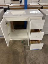 Bannister 37 in. W x 19 in. D x 35 in. H Single Sink Freestanding Bath Vanity in White with White Cultured Marble Top