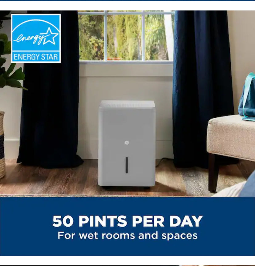 50-Pints for Wet Rooms Up To 4500 sq. ft. Residential Dehumidifier with Bucket in Gray Wi-Fi, ENERGY STAR