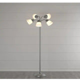 66 in. Satin Nickel Floor Lamp with 5 Plastic Bell Shades