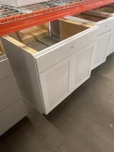 Westfield Feather White Assembled Sink Base Kitchen Cabinet (36 in. W x 23.75 in. D x 35 in. H)